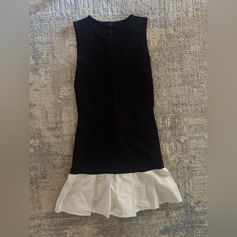 All Saints Black and White Ruffle Hem Dress